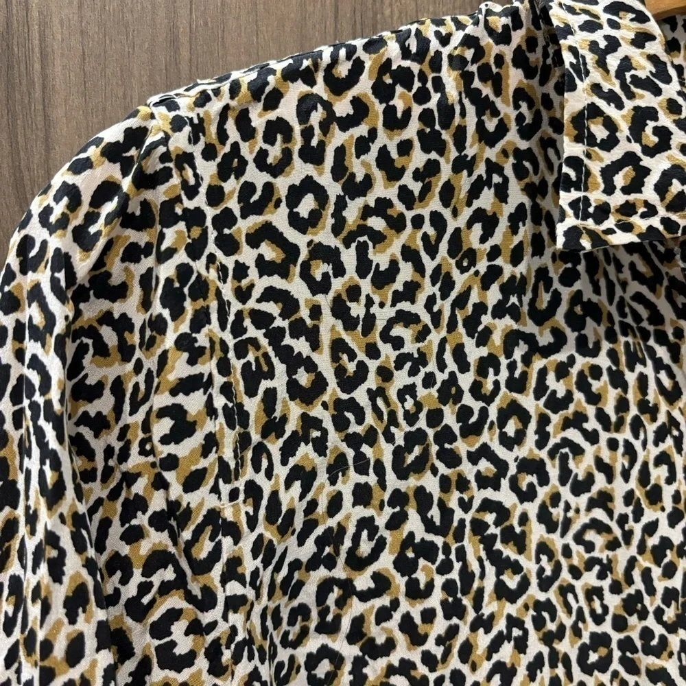 J Crew Size 8 Silk Button Shirt Cheetah Print Top